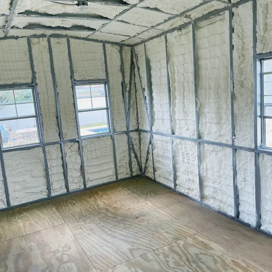 Closed-cell spray foam insulation applied to wall cavities in a residential project in Chesterton